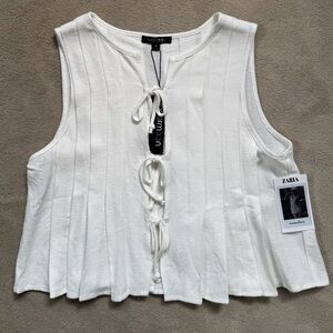 Papermoon Ivory Tie-Front Tank Top
